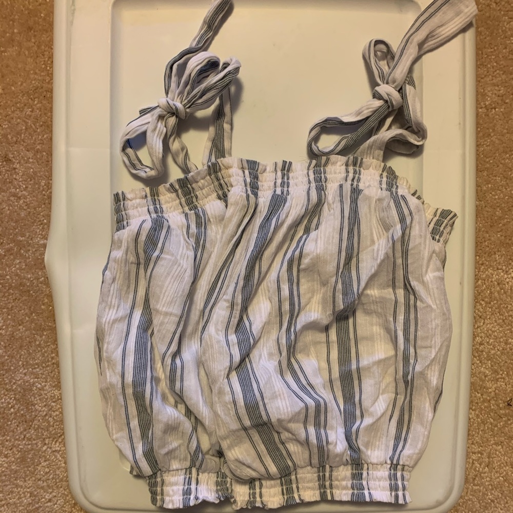 White and Blue Striped Top